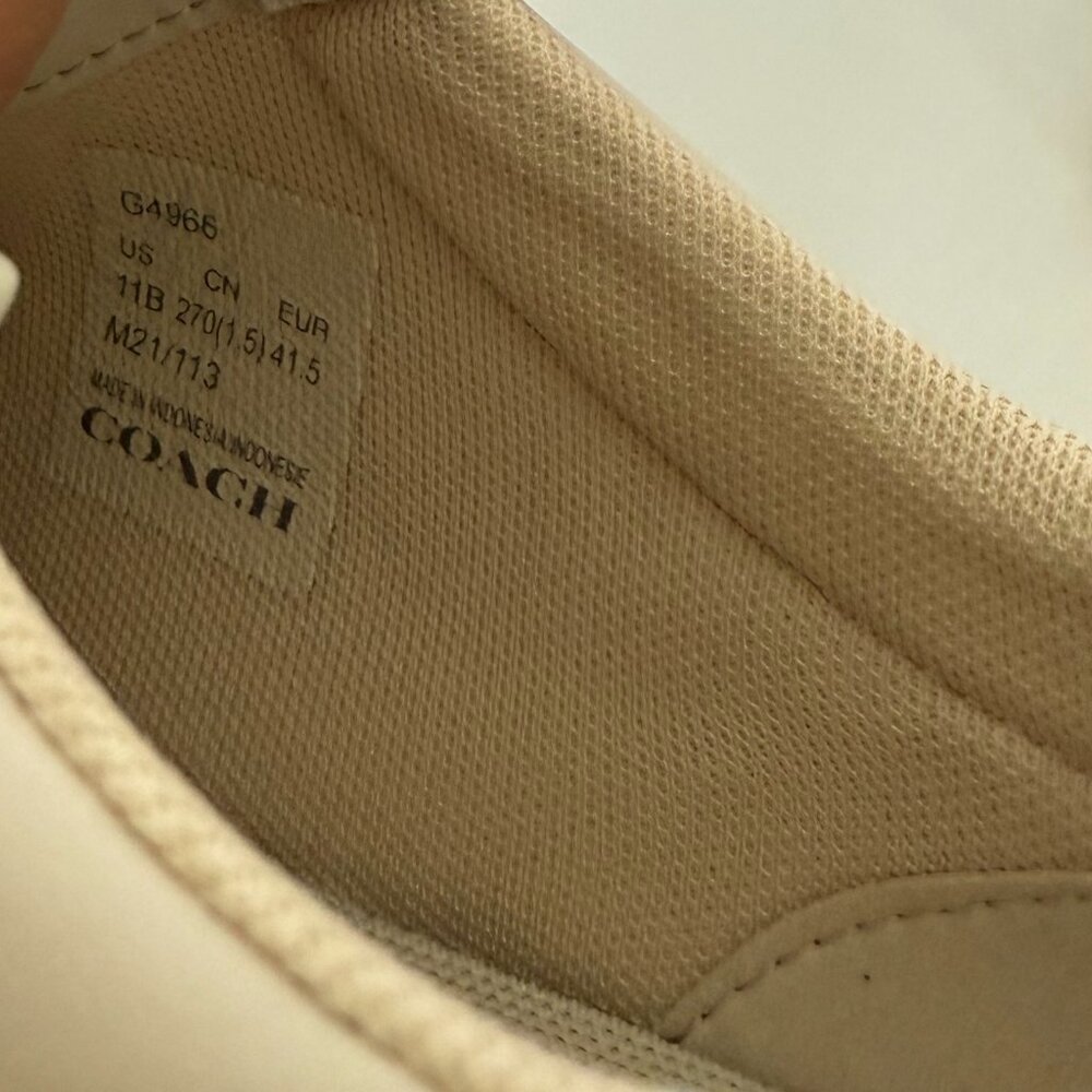 Coach Women's Clip Leather Low Top Sneaker Size 11B NEW Cream/Brown Monogram - Picture 7 of 11